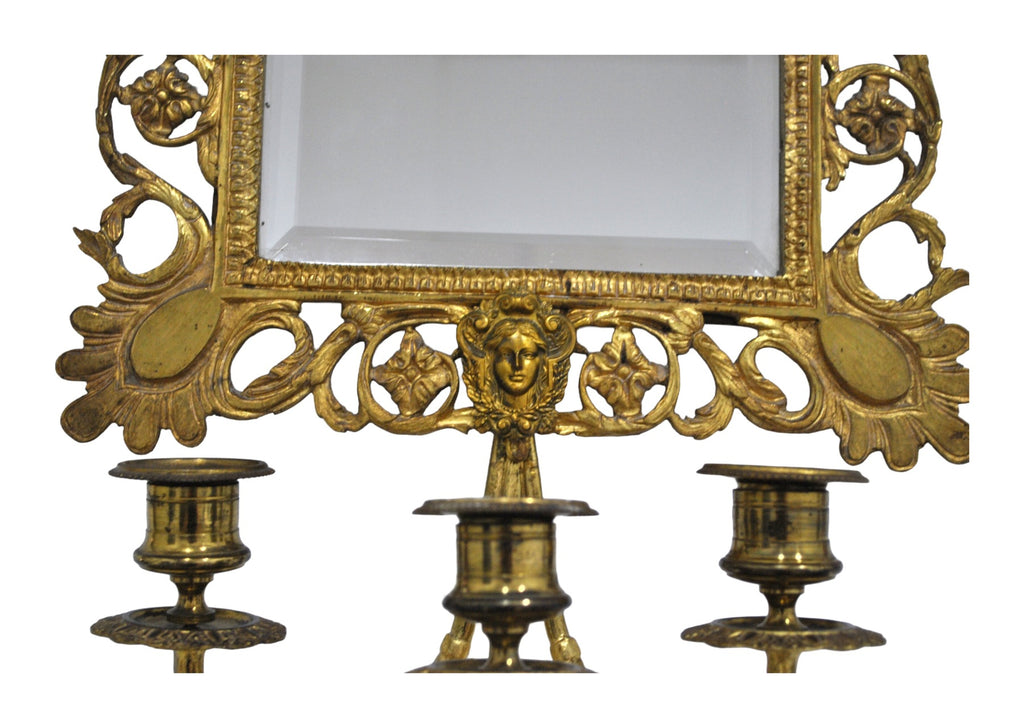 Pair of Baroque-Style Gilt-Bronze Mirror Candelabra — original detail view 1