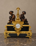 French Napoleon III Figural Bronze Mantel Clock — styled main view