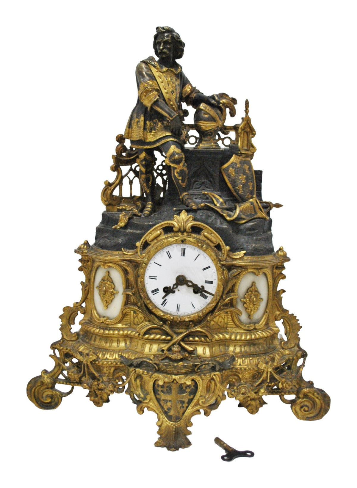 Napoleon III Clock Garniture with Explorer Figure — original detail view 1