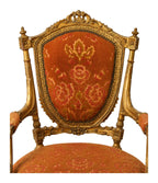 Pair of Gilt Louis XVI-Style Velvet Armchairs — original detail view 2