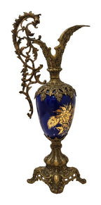 Cobalt Porcelain and Gilt-Bronze Ewer — original detail view 1
