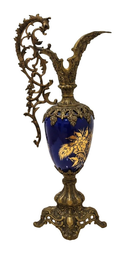 Cobalt Porcelain and Gilt-Bronze Ewer — original detail view 1