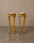Pair of Giltwood Pedestals with Marble Tops — styled main view