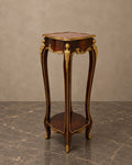 Tall Marquetry Pedestal with Gilt-Bronze Mounts — styled main view