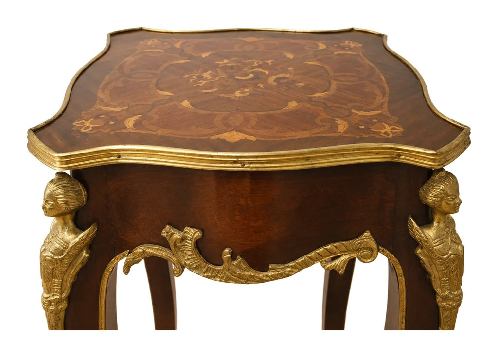 Tall Marquetry Pedestal with Gilt-Bronze Mounts — original detail view 1