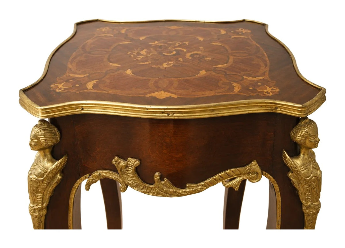 Tall Marquetry Pedestal with Gilt-Bronze Mounts — original detail view 1