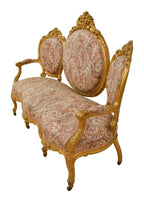 Circa 1860 Isabelino Giltwood Sofa — original detail view 1