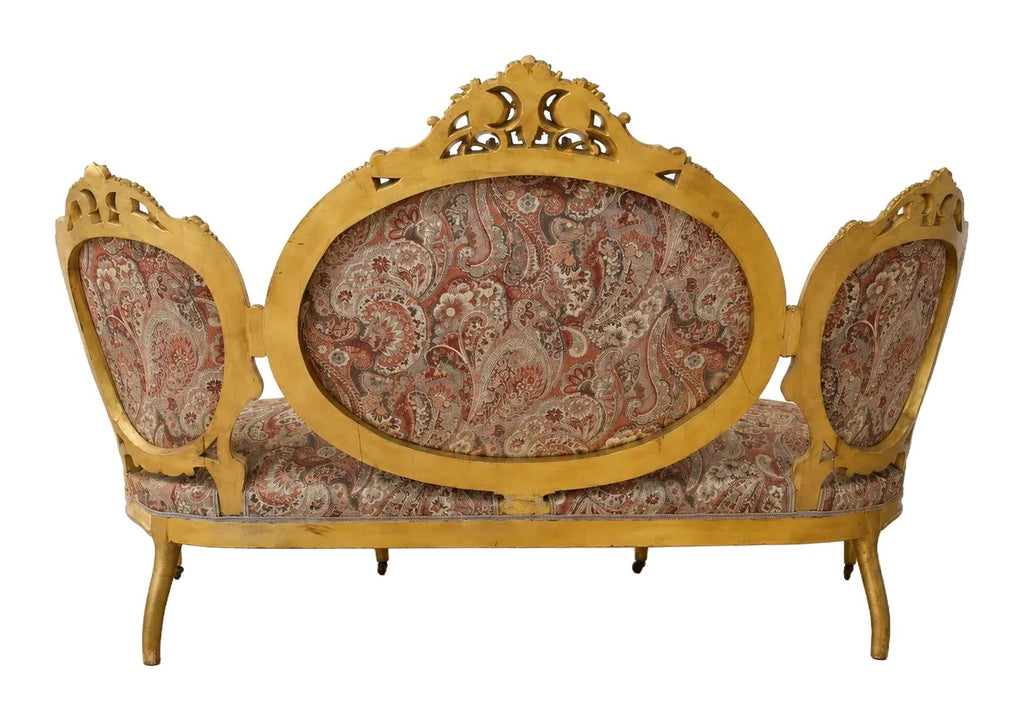 Circa 1860 Isabelino Giltwood Sofa — original detail view 2