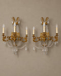 Pair of Empire-Style Winged-Figure Crystal Wall Lights — styled main view