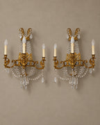 Pair of Empire-Style Winged-Figure Crystal Wall Lights — styled main view