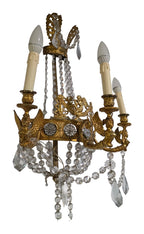 Pair of Empire-Style Winged-Figure Crystal Wall Lights — original detail view 1
