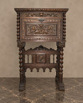 Spanish Renaissance-Style Carved Fall-Front Cabinet — styled main view