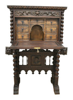 Spanish Renaissance-Style Carved Fall-Front Cabinet — original detail view 1