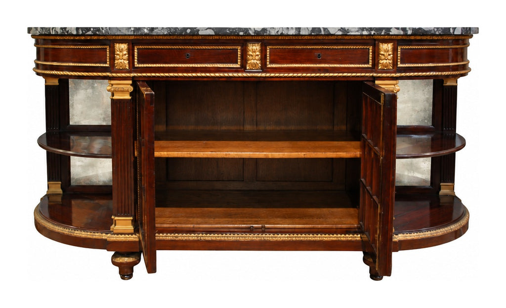Empire-Style Marble-Top Sideboard with Display Shelves — original detail view 1