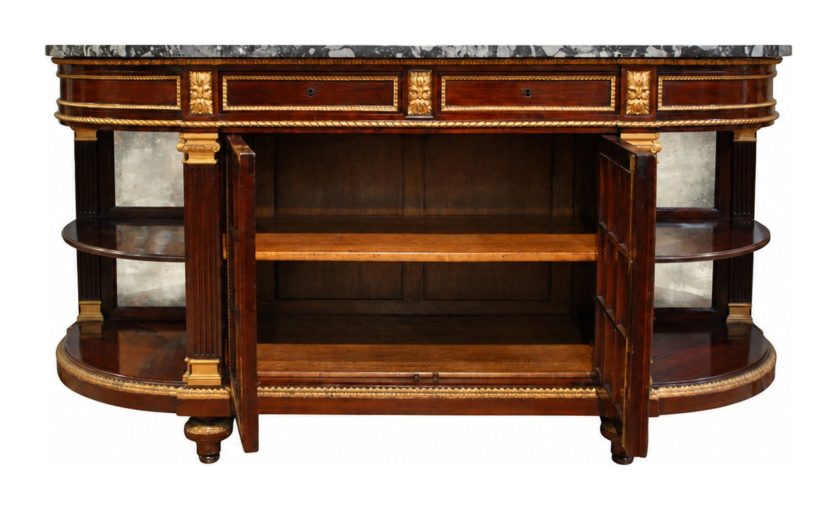 Empire-Style Marble-Top Sideboard with Display Shelves — original detail view 1