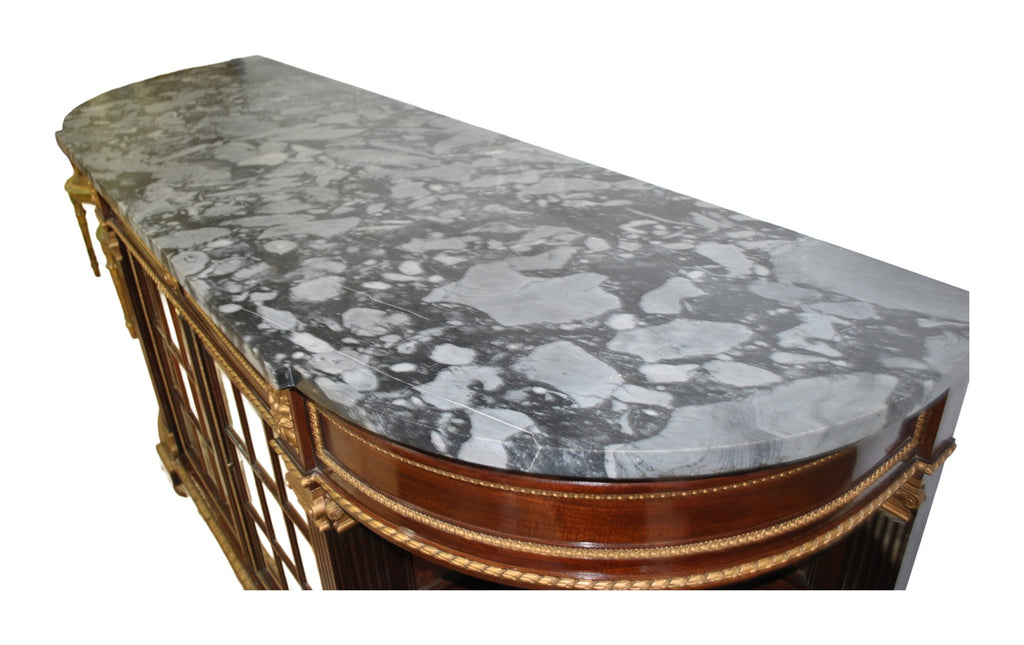 Empire-Style Marble-Top Sideboard with Display Shelves — original detail view 2