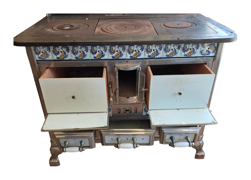Early Twentieth-Century Cast-Iron and Tiled Range — original detail view 1