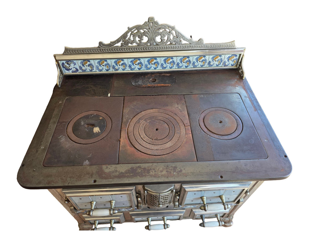 Early Twentieth-Century Cast-Iron and Tiled Range — original detail view 3