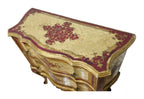 Florentine Painted Bombé Chest in Burgundy and Gold — original detail view 1