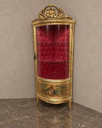 Giltwood Corner Display Cabinet with Courtship Panel — styled main view