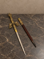 Toledo Damascene Sword-Shaped Letter Opener — styled main view