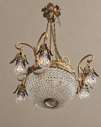 Empire-Style Six-Light Bronze and Crystal Chandelier — styled main view