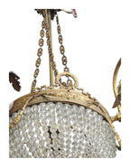 Empire-Style Six-Light Bronze and Crystal Chandelier — original detail view 1