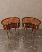 Pair of Kidney-Shaped Marquetry Side Tables — styled main view