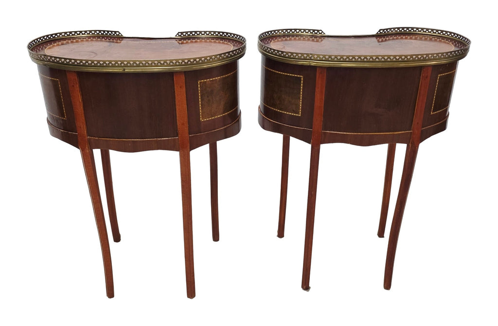 Pair of Kidney-Shaped Marquetry Side Tables — original detail view 2