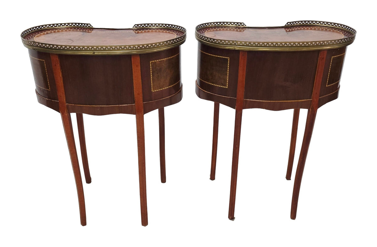 Pair of Kidney-Shaped Marquetry Side Tables — original detail view 2