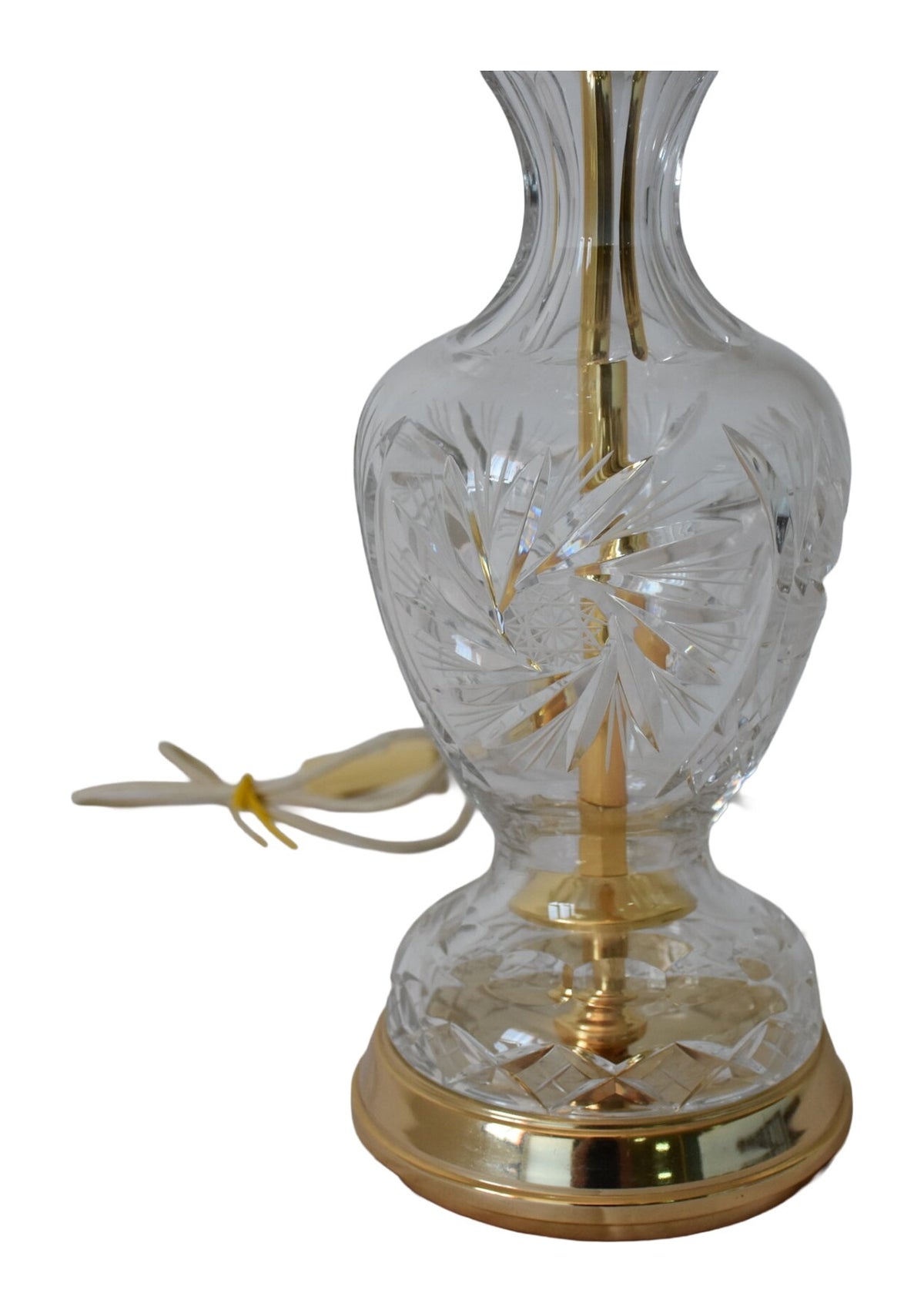 Cut-Crystal Table Lamp with Fringed Pleated Shade — original detail view 1