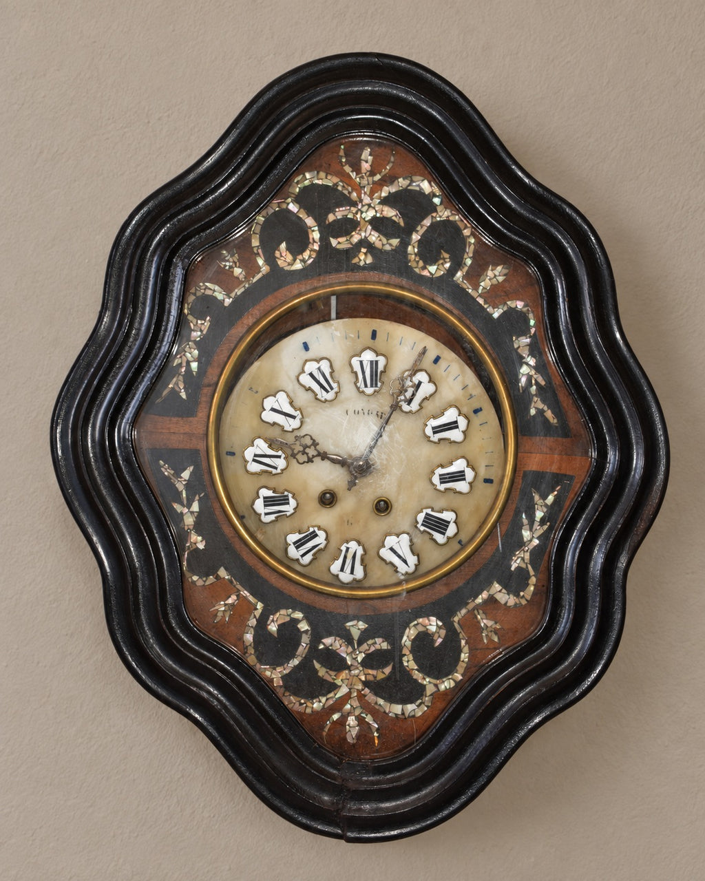 Ebonized Marquetry Oeil-de-Boeuf Wall Clock — Decorative — styled main view