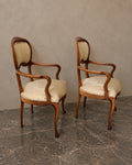 Pair of Beechwood Armchairs with Floral Damask — styled main view
