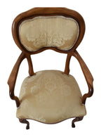 Pair of Beechwood Armchairs with Floral Damask — original detail view 1