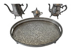 Silver-Plated Coffee and Tea Set on Oval Tray — original detail view 1