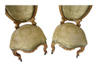 Pair of Isabelino-Style Giltwood Damask Chairs — original detail view 1