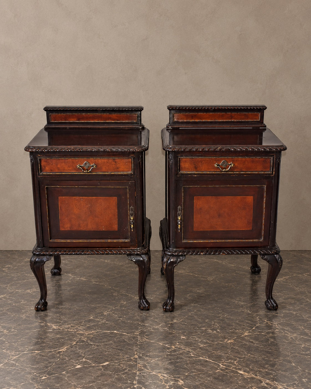 Pair of Chippendale-Style Bedside Cabinets — styled main view