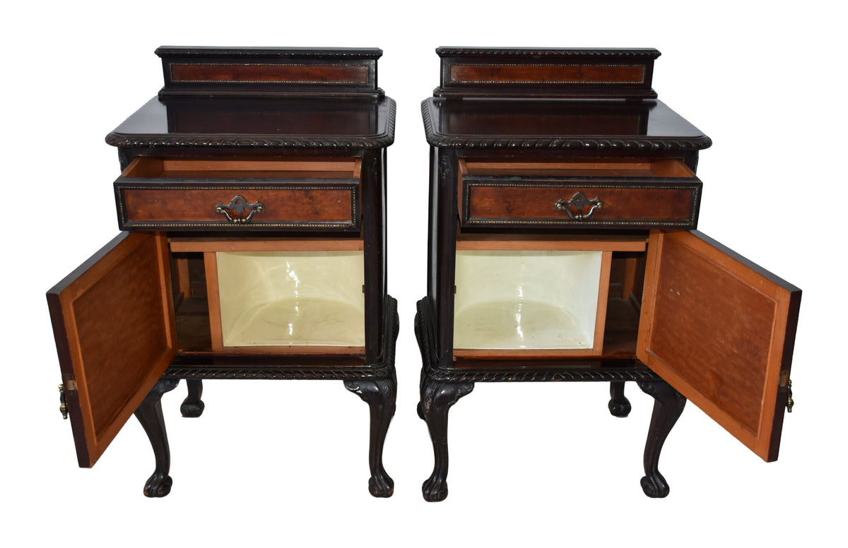 Pair of Chippendale-Style Bedside Cabinets — original detail view 1