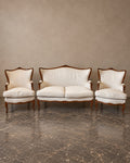 Louis XV-Style Carved-Wood Salon Suite in Ivory — styled main view