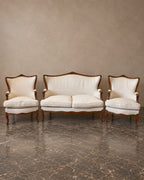 Louis XV-Style Carved-Wood Salon Suite in Ivory — styled main view
