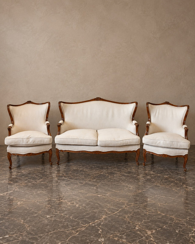 Louis XV-Style Carved-Wood Salon Suite in Ivory