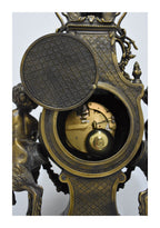 Figural Clock Garniture in Metal and Green Marble — original detail view 2
