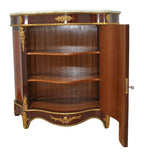 Louis XV-Style Floral Marquetry Cabinet with Marble Top — documentary view on white