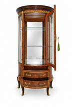 Louis XV-Style Curved Glass Display Cabinet — documentary view on white