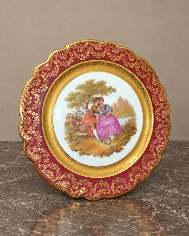 Limoges Porcelain Plate with Romantic Scene