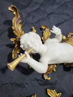 Pair of Biscuit Porcelain Musical Cherubs on Gilt-Bronze Supports — original photograph of instrument and finger area