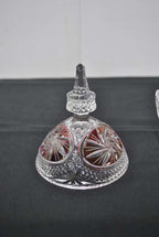 Ruby-Panel Bohemian Cut-Crystal Bonbon Dish — original photograph of lid and cut crystal