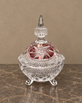 Ruby-Panel Bohemian Cut-Crystal Bonbon Dish — styled front view