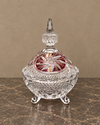 Ruby-Panel Bohemian Cut-Crystal Bonbon Dish — styled front view