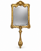 Isabelino-Style Gilt-Bronze Hand Mirror — front view with neutral mirror reflection